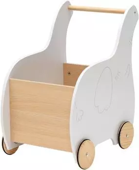 Costway Lauflernwagen Elefantenform 2-in-1 mit Spielzeugkiste, weiß