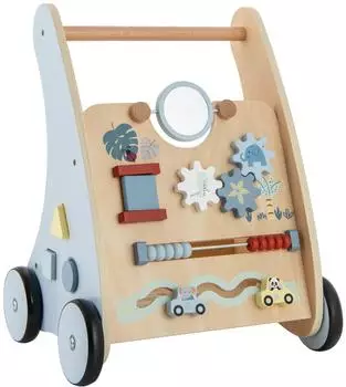 Costway Lauflernwagen 2-in-1 Holz, mit Aktivitätslernzentrum