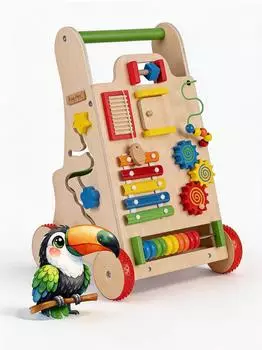 KiddyMoon Lauflernwagen Holz mit Sensorpanel, mehrfarbig (WK-002)