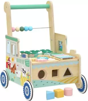 AIYAPLAY Lauflernwagen mit Bauklötzen und Stauraum, Montessori, grün