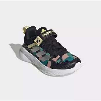 Adidas Minecraft Fortarun 4.0 Kids Running Shoe with Velcro core black/matte silver/dual yellow