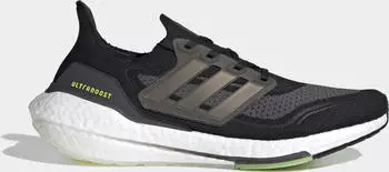 adidas Ultraboost 21 core black/silver metallic/solar yellow (Herren) (FY0374)