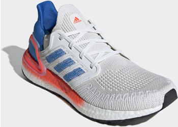 Adidas Ultraboost 20 crystal white/glow blue/solar red
