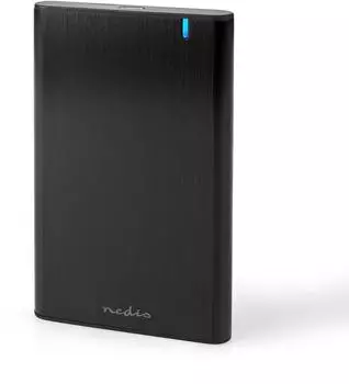 Nedis Festplattengeh&auml;use 2,5" USB-A/USB-C, Aluminium, schwarz (HDDE25410BK)