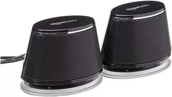 AmazonBasics PC-Lautsprecher mit dynamischem Sound, USB-Betrieb (schwarz)