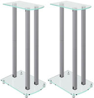vidaXL Lautsprecher-St&auml;nder 2 Stk. Silbern Hartglas 3 S&auml;ulen