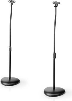 Nedis Speaker Mount Universal Stand 4.5 kg Height Adjustable ABS / Steel Black (1 Paar, Ständer, Steh-Sitz), Lautsprecher Ständer + Wandmontage, Schwarz