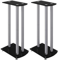 Vidaxl - Lautsprecher-st&auml;nder 2 Stk. Schwarz & Silbern Hartglas 3 S&auml;ulen