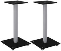 vidaXL Lautsprecher-St&auml;nder 2 Stk. Schwarz & Silbern Hartglas 1 S&auml;ule