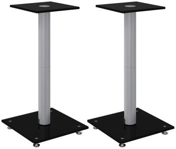 vidaXL Premium Aluminium and Tempered Glass Speaker Stands - Freestanding One-Pillar Design In-Built Wire Management Non-Slip Base and Easy Assembly.
