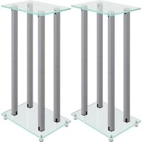 Lautsprecher-st&auml;nder 2 Stk. Silbern Hartglas 4 S&auml;ulen - Vidaxl