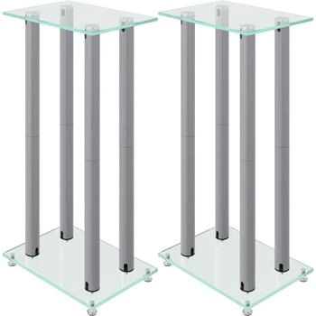 vidaXL Lautsprecher-Ständer 2 Stk. Silbern Hartglas 4 Säulen