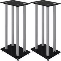 vidaXL Lautsprecher-St&auml;nder 2 Stk. Schwarz & Silbern Hartglas 4 S&auml;ulen