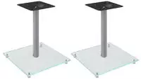 vidaXL Lautsprecher-St&auml;nder 2 Stk. Silbern Hartglas 1 S&auml;ule
