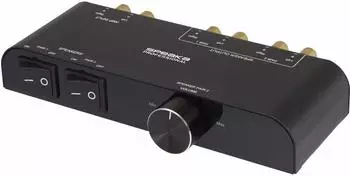 SpeaKa Professional 2 Port Lautsprecher-Umschalter integrierter Lautst&auml;rkeregler Schwarz