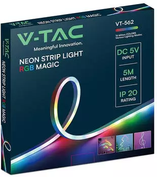V-TAC Neon Flex LED-Streifen RGB Magic 5M USB 5V mit Fernbedienung (24050)
