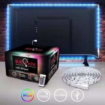B.K.Licht LED TV Hintergrundbeleuchtung Backlight RGB USB 2m, 36 LEDs (BKL1231)