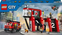 LEGO Konstruktionsspielsteine "Feuerwehrstation mit Drehleiterfahrzeug (60414), LEGO
