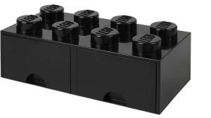 LEGO Aufbewahrungsstein 8 Noppen und 2 Schubladen - schwarz