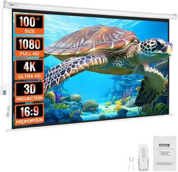 VEVOR Professional Motorleinwand 16:9 2465 x 80 x 1620