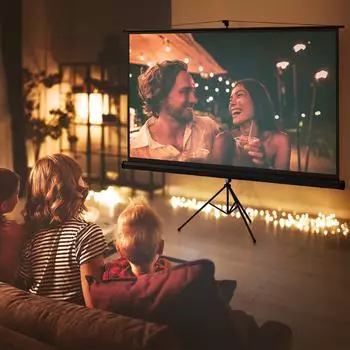 HomCom Projektionsleinwand mit Stativ 100 Zoll, 16:9, HD 4K, höhenverstellbar (001-019V00BK)