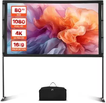 VEVOR Projektionsleinwand 80" 16:9 4K HD, 160&deg; Betrachtungswinkel, mit Standf&uuml;&szlig;en