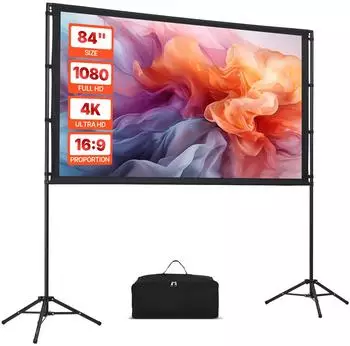 VEVOR Projektionsleinwand mit Doppelstativ 84 Zoll, 16:9, 4K HD, 160°