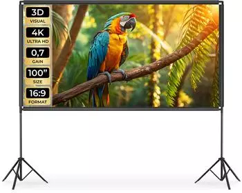 TecTake Cinema Beamer-Leinwand 16:9 100" mit klappbaren Stativen (406363)