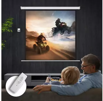 HomCom Elektrische Rollo-Leinwand 85 Zoll, 1:1, 4K, mit Fernbedienung (152x152cm)