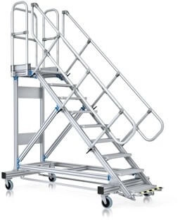 Zarges Plattformtreppe, fahrbar mit Ergo-Stop, 600 mm 13-Stufig (40255082)