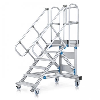 Zarges Plattformtreppe fahrbar 60° 12 Stufen 600 mm x 3.25 m 60 Grad breite 800 mm