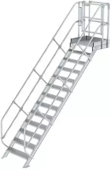 Günzburger Steigtechnik MUNK Treppen-Modul Aluminium geriffelt 13 Stufen (Industrietreppe) (632313)