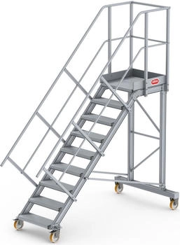 Altrex Podesttreppe fahrbar 45° Stufenbreite: 60 cm 9 Stufen (224509)