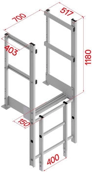 Hymer Ausstieg breit mit Handlauf Alu Stufentiefe Ausstiegstritt 150 mm (0054055)