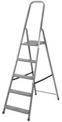 Proregal Metal Single Giraffe Einseitige-Metall-Bügelleiter 5 Stufen 173cm hoch 125kg Tragkraft Stahlleiter - silber Metall RST313-03