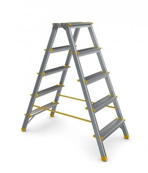 Proregal Metal Double Giraffe Doppelseitige-Aluminium-Stufenstehleiter 3 Stufen 63cm hoch 150kg Tragkraft (RST312-02)