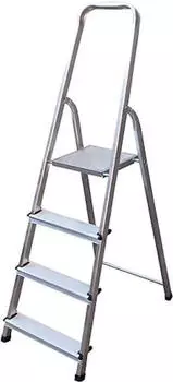 Proregal Metal Single Giraffe Einseitige-Aluminium-Bügelleiter 6 Stufen 191cm hoch - silber Aluminium RST311-04