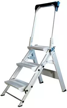 iller-Leiter Iller Sicherheitstreppe Stufentritt klappbar 5 stabilen Aluminium Stufen Bügel (46346)