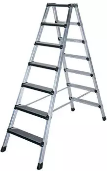 iller-Leiter Iller Stufenstehleiter eloxiert 2x10 gepolsterte Stufen (48110)