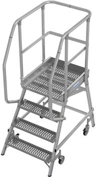 Krause Podestleiter mit R13-Rutschhemmung, fahrbar, einseitig begehbar, 4 Stufen (821263)