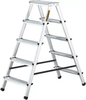 Drabest Aluminium Haushalts-Leiter Doppelseitig 2x5 Stufen 125 kg (DR-AL-DD5-HOME-CZ)