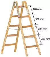 Euroline Holz Sprossenstehleiter Nr. 12506 mit Eimerhaken 2x5 Sprossen