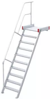 Euroline 511 Podesttreppe 60&deg; 1000mm Stufenbreite 10 Stufen Alu gerieft (5116310)