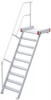 Euroline 511 Podesttreppe 60&deg; 1000mm Stufenbreite 9 Stufen Alu gerieft (5116309)