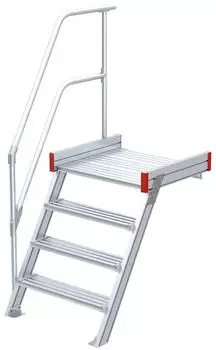 Euroline 511 Podesttreppe 60&deg; 1000mm Stufenbreite 4 Stufen Alu gerieft (5116304)