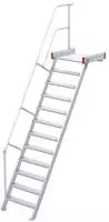 Euroline 511 Podesttreppe 60&deg; 600mm Stufenbreite 12 Stufen Alu gerieft