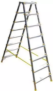 Proregal Metal Double Giraffe Doppelseitige-Aluminium-Stufenstehleiter 8 Stufen 178cm hoch 150kg Tragkraft - silber Aluminium RST312-07
