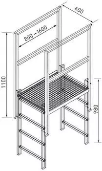 Zarges Ausstieg mit &Uuml;bergang Aluminium natur 800mm (42181)