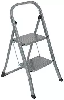 Michelino Klapptrittleiter 2 Stufen, Metall, bis 150kg, rutschfest, silber
