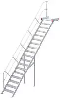 Euroline 511 Podesttreppe 45&deg; 1000mm Stufenbreite 18 Stufen Alu gerieft